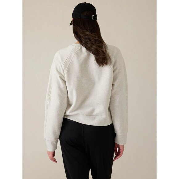 ATHLETA Retroplush Revive Fog Grey Heather Cotton Crew Neck Sweatshirt, Size XS - Picture 2 of 12